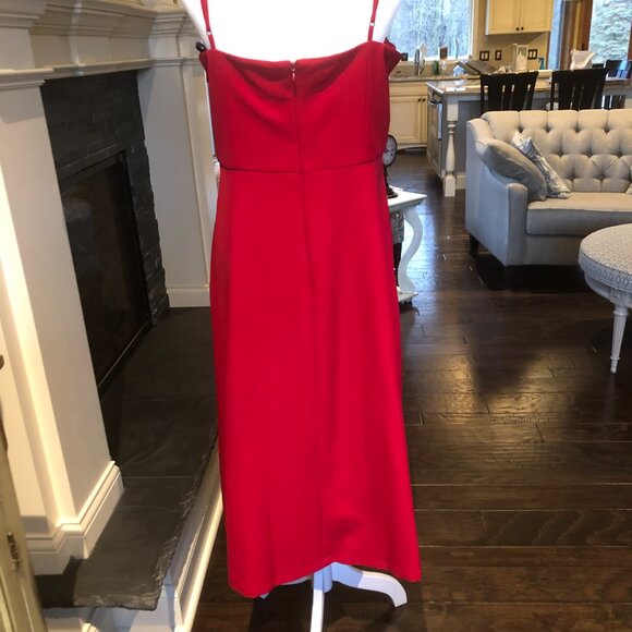 Anne Klein NWT Titian Red A Line Midi with Bow Size 6 Holiday/Evening Wear - Picture 4 of 9